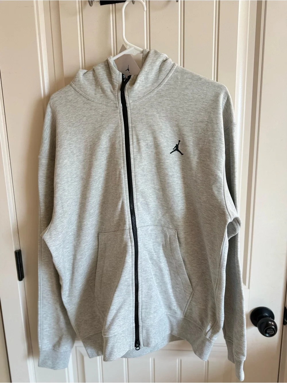 Jordan Light Gray Dri-FIT Full-Zip Hoodie with Black Trim